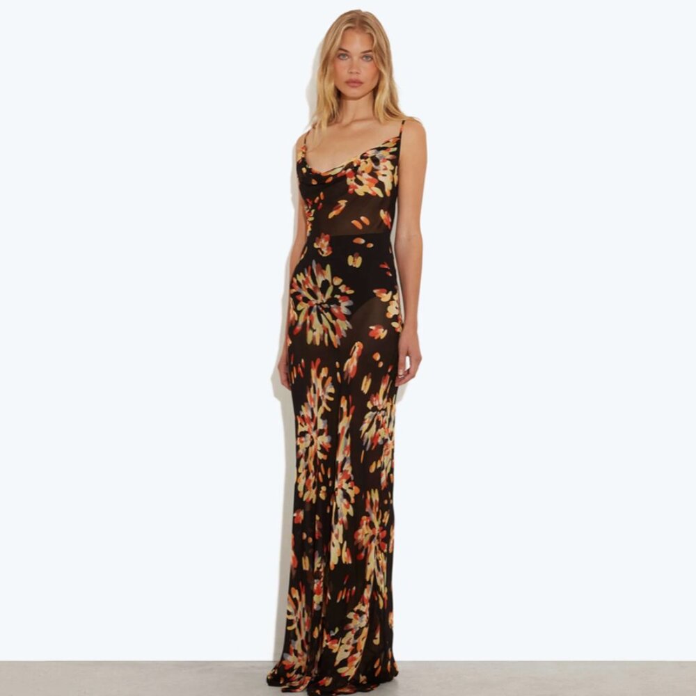 Rat & Boa Sheer Long Floral Dress